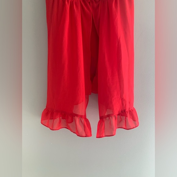 Womens Apt 9 Intimates Red & Black Lace Slit Ruffled Spaghetti Strap Lingerie XL - Picture 3 of 8